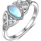 Peireara 925 Sterling Silver Celtic Knot Ring With Moonstone - Irish Jewelry Gifts for Women and Mom