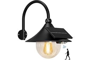 Aqonsie Solar Barn Light Outdoor with 3 Lighting Modes & Motion Sensing, Wall Mount Vintage Light, Waterproof Wall Light for Barn, Shed, Chicken coop, Porch, Patio