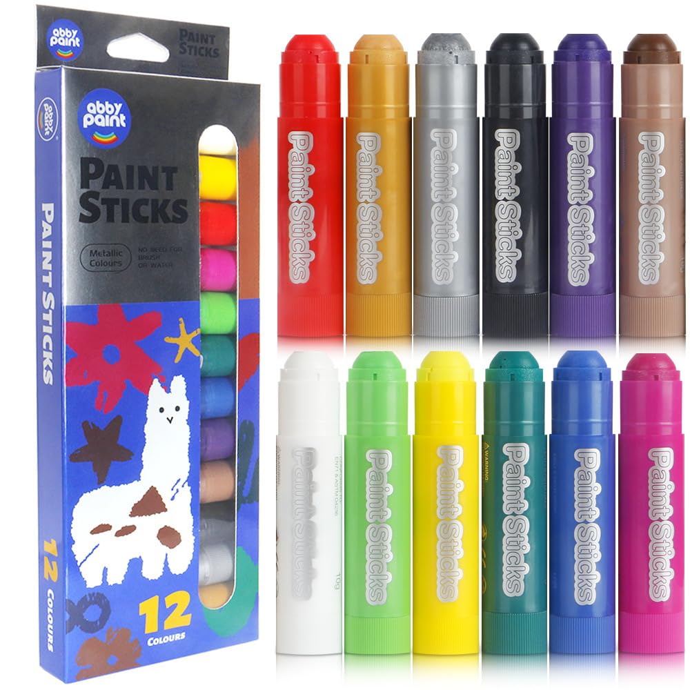 Creativity Point Paint Sticks for Kids, 12 Pack Metallic Colours, Quick Drying, No Mess, Easy Clean Up, Multi-Surface, Perfect for Gift & Art Project for Children