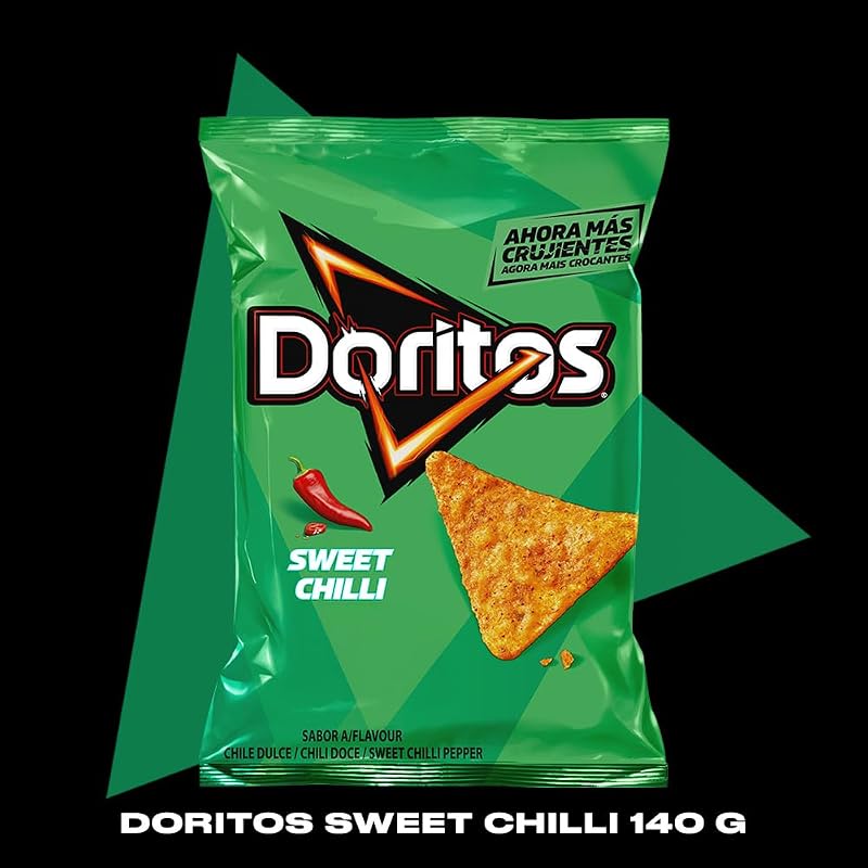 Chilli, Nachos con sabor picante a chilli, Producto de Aperitivo, bolsa individual, 140gr