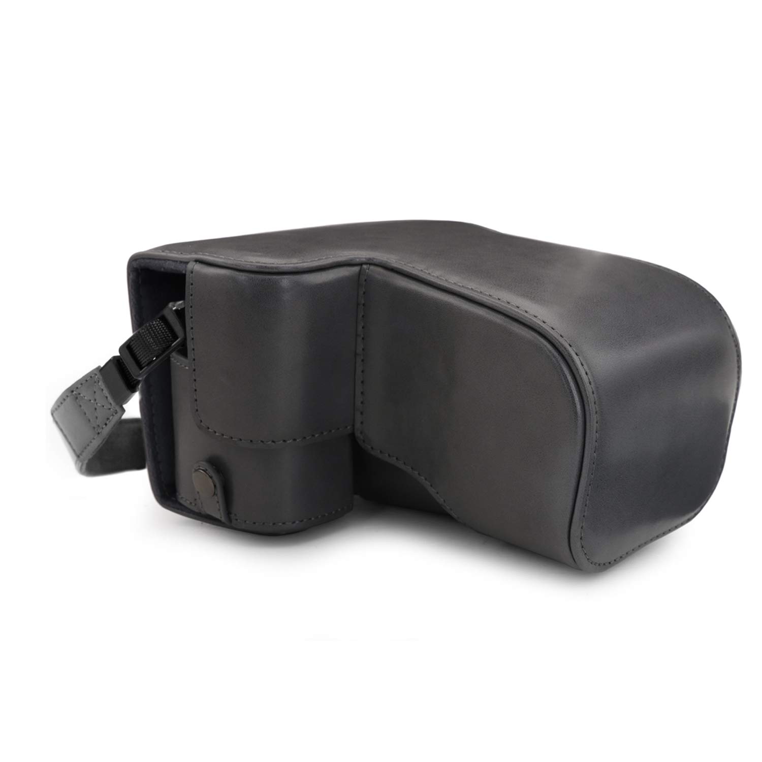 MegaGear MG1663 Ever Ready Leather Camera Case compatible with Sony Alpha A6100, A6400 (18-135mm) - Gray