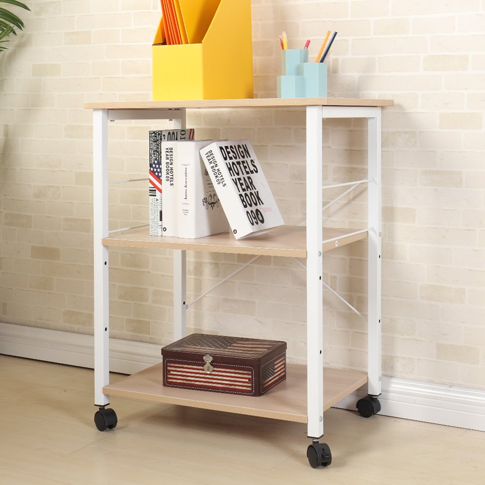 Einfach Zu Montieren Stabil Mikrowellenhalter Standregal Metallregal Aus Holz Stahl Sogesfurniture 3 Ebenen Kuchenwagen Servierwagen Rollwagen Fur Kuche Und Wohnzimmer Ahorn Bheu W4 Mp Kuchenwagen