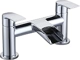 Hapilife Waterfall Bath Tap Mono Filler Chrome Deck Mounted Brass 2 Hole view 1
