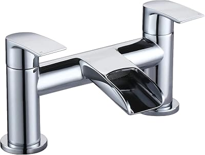 Hapilife Waterfall Bath Tap Mono Filler Chrome Deck Mounted Brass 2 Hole
