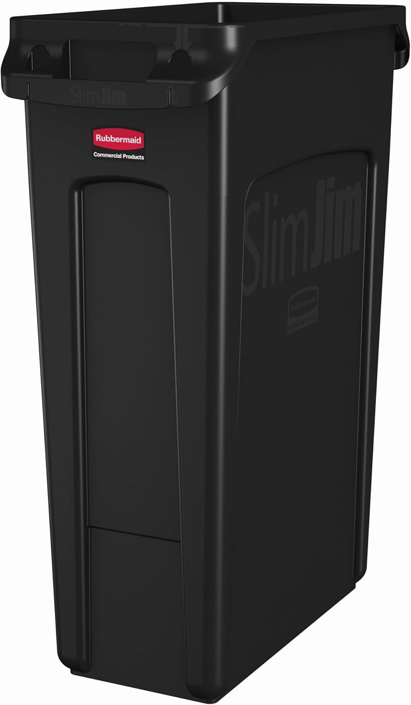 Rubbermaid Slim Jim Vented Container Tall 87 L Black Waste Bin