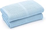 Bloomsbury Mill 2x 100% Organic Cotton Cellular Baby Blankets Pink 75x95cm view 2