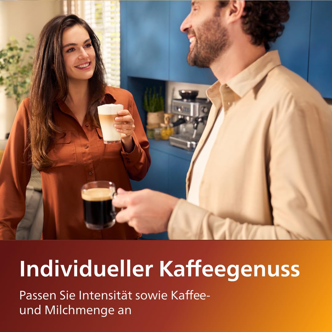 PHILIPS Serie 5400 Kaffeevollautomat - LatteGo, 12 Getränke, Milchaufschäumer, Touchscreen, 4 Profile, Chrom-Finish (EP5447/90) 5