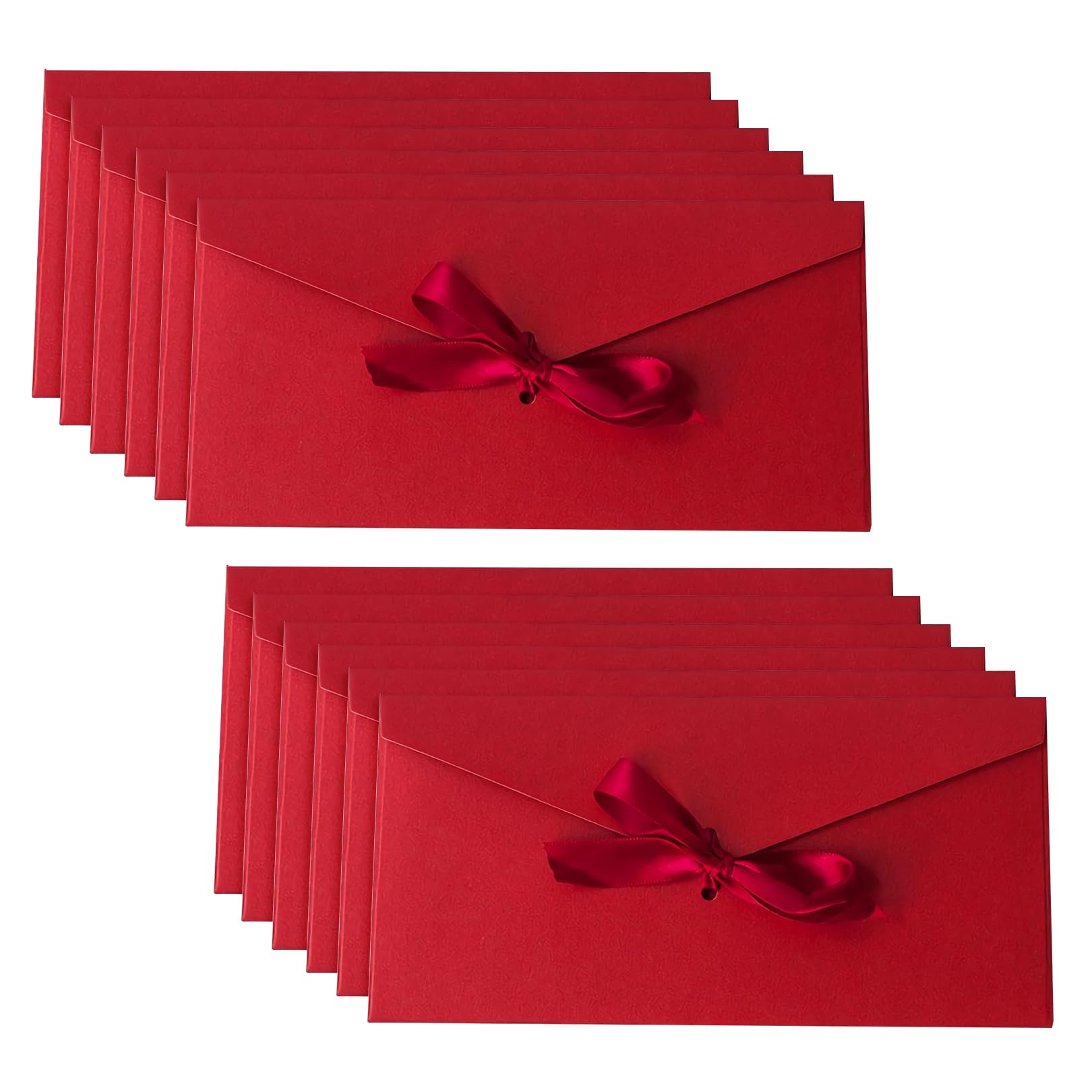 10Pcs Gift Envelopes with Ribbon Closure,Kraft Paper Money Envelopes for Cash Gifts,Money Gifts Envelope,Red Christmas Money Wallets for Christmas & New Year,Invitation for Festival Party Greeting