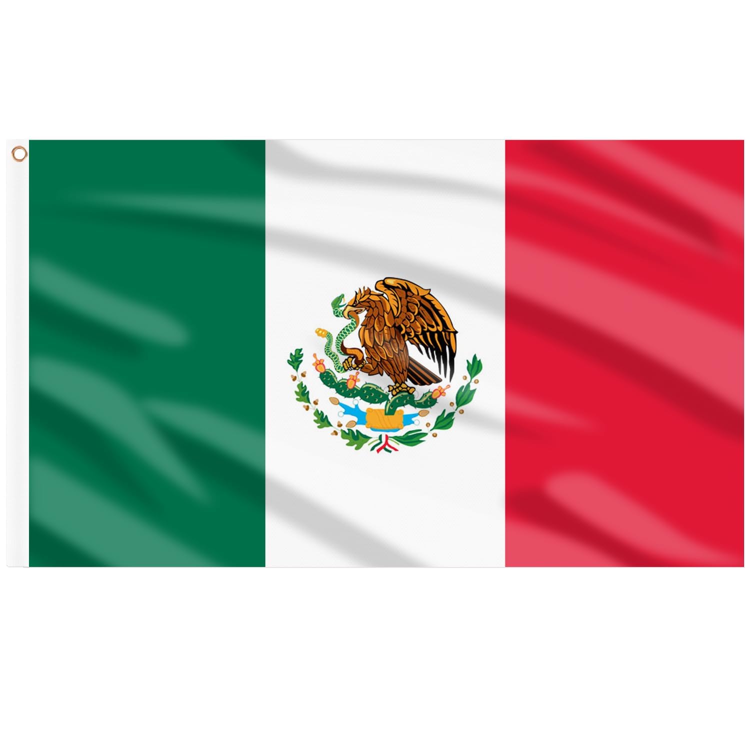 AhfuLife Mexico Flag 5ft x 3ft for Party Decorations, 1Pcs Large Mexican Flag Polyester Double Side with Brass Eyelets for World Cup Football National Day Garden Street Indoor Outdoor