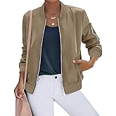 Magritta Women's Bomber Jacket Casual Coat Zip Up Outerwear Windbreaker Fall Jackets for Women Trendy