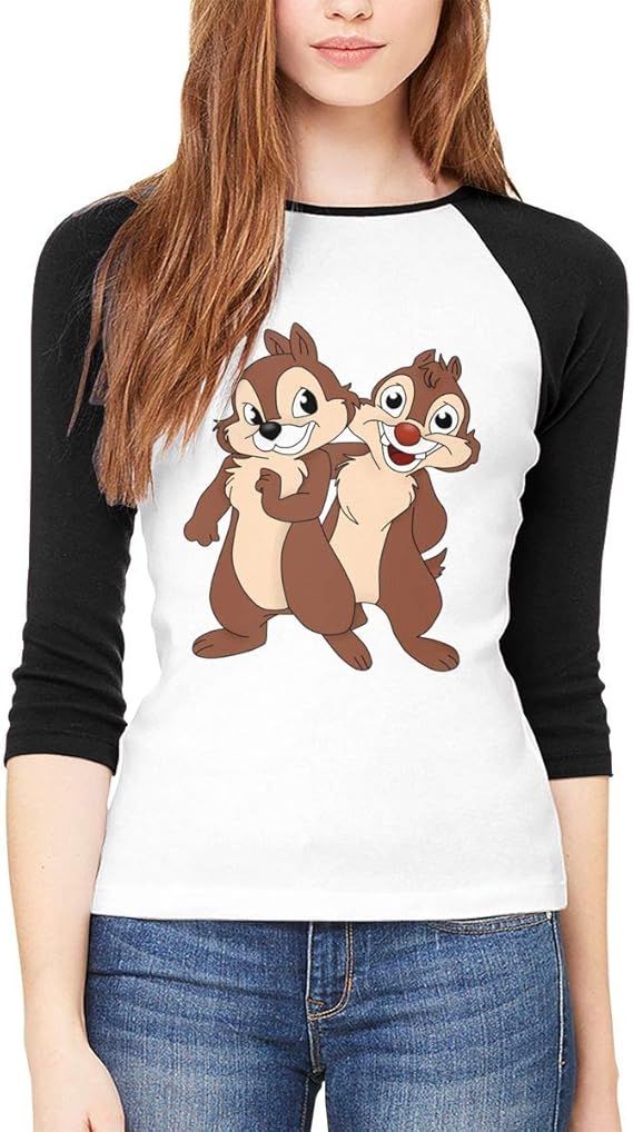 Amazon Co Jp Missy スタイリッシュ 女性用 チップとデール アメリカ 冒険 アニメ キャラクター マンガ イラスト Uネック ラグラン 3 4スリーブ Tシャツ ゆったり 涼感シリーズ 通学 Black Xl 服 ファッション小物