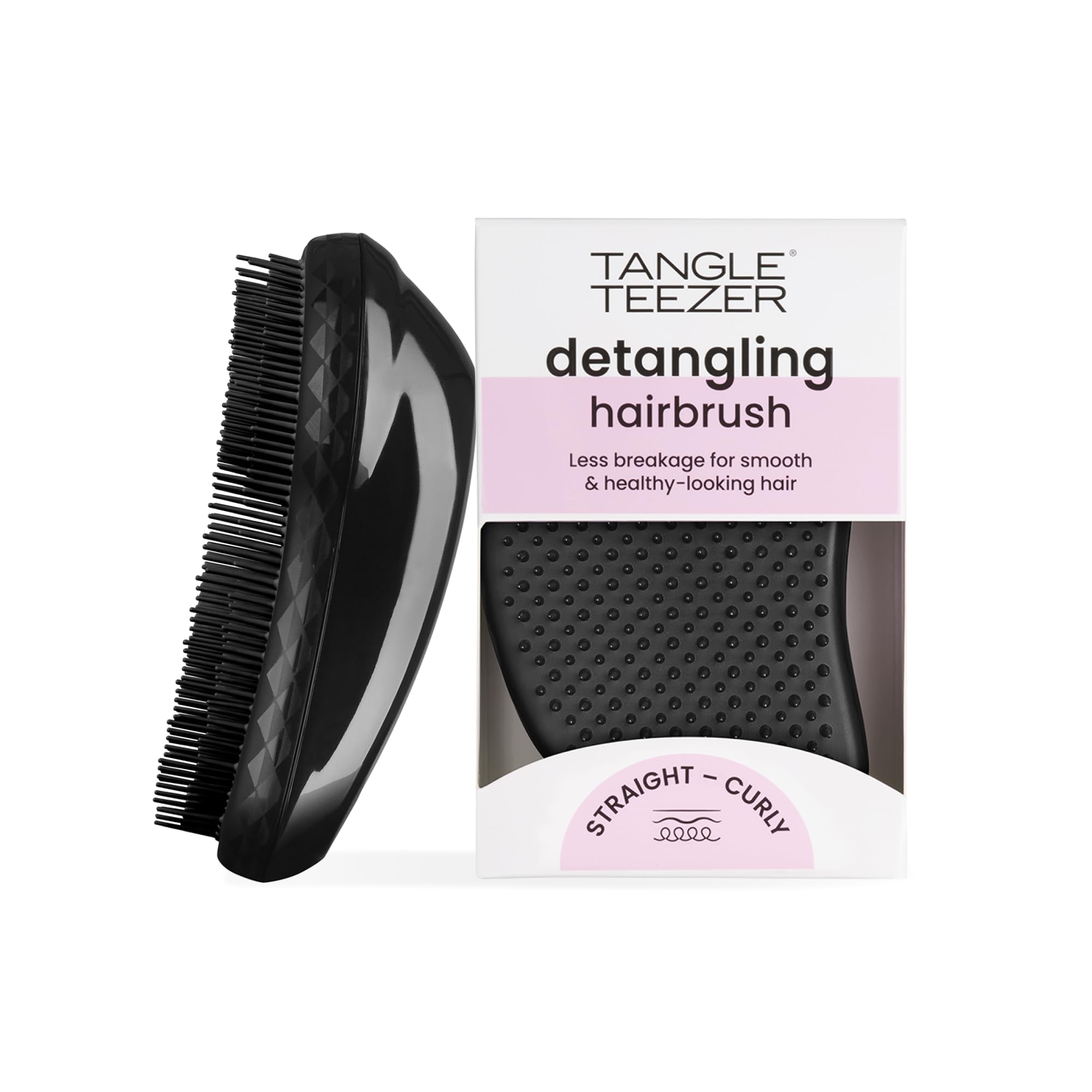 Tangle Teezer Original Detangling Hairbrush - For Wet & Dry Hair - Detangling Brush for All Hair Types - Two-Tiered Teeth Reduce Breakage & Eliminate Knots - Panther Black