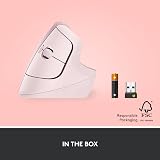 Logitech Lift Vertical Ergonomic Mouse Wireless Pink Bluetooth USB Receiver view 9