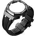 LDDAL GA2100 Watch Band Case Mod Kit, Diamond Design Bezel Stainless Steel Case Silicone Strap Replacement Accessories Compatible with Men's G Shock GA2100/ GA2110/ GAB2100 Watches