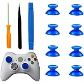 CTHTBZ 8PCS 3D Replacement Joystick Analog Caps Thumb Stick Thumbsticks for Xbox 360 Controller, with Screwdriver Tweezer Open Tool (Blue)