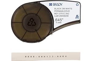 Brady M21-375-C-342 7' Length, 0.645" Width, B-342 Permasleeve Heat-Shrink Polyolefin, Black on White Color PermaSleeve Marke