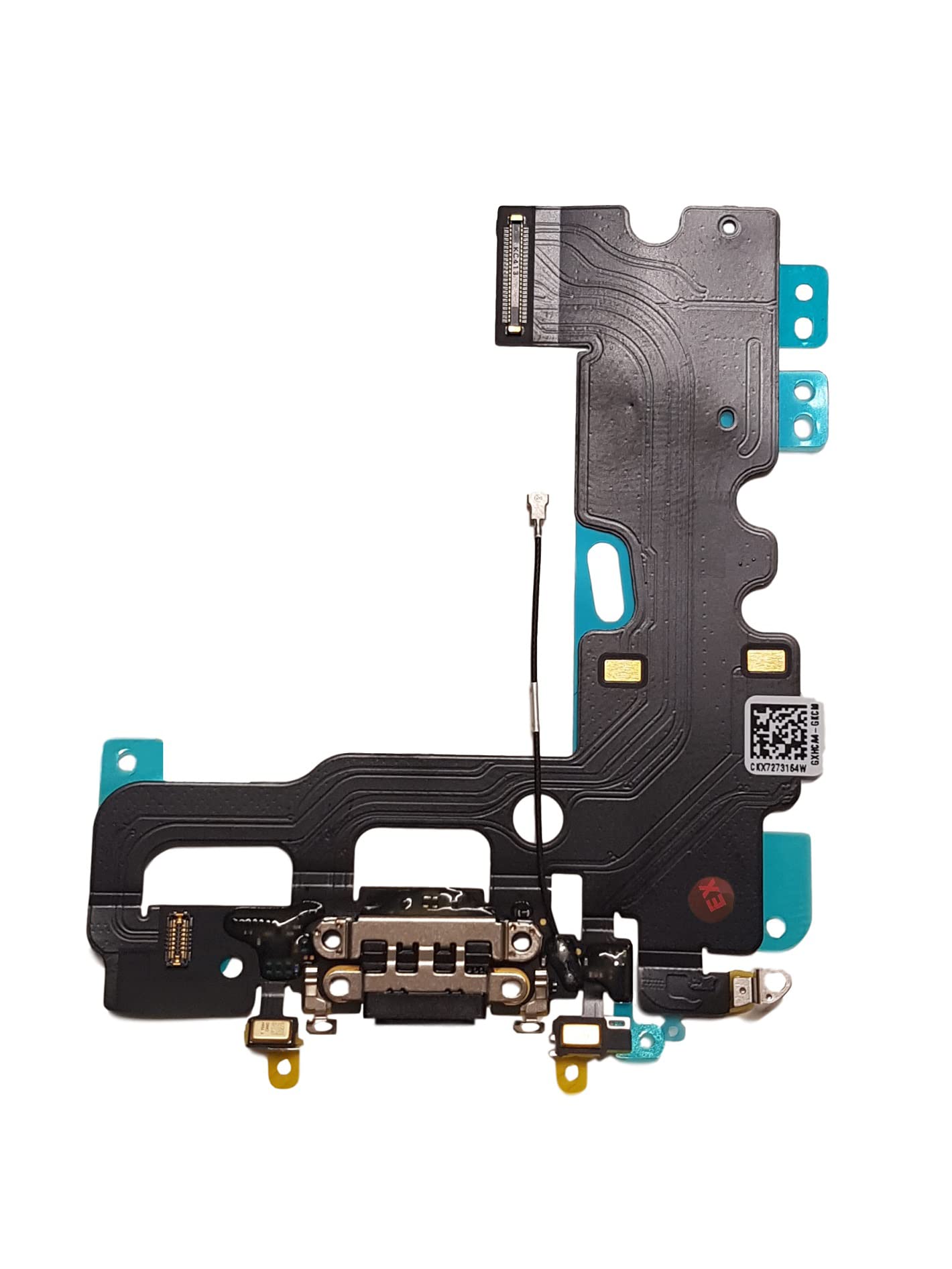 Smartex® Charging Port Flex cable compatible with iPhone 7 Dark grey – Dock Connector with built in Microphone, Home button, Loudspeaker, Antenna