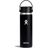 Hydro Flask Wide Mouth Bottle with Flex Sip Lid - Insulated Water Bottle Travel Cup Coffee Mug Black 20 oz
