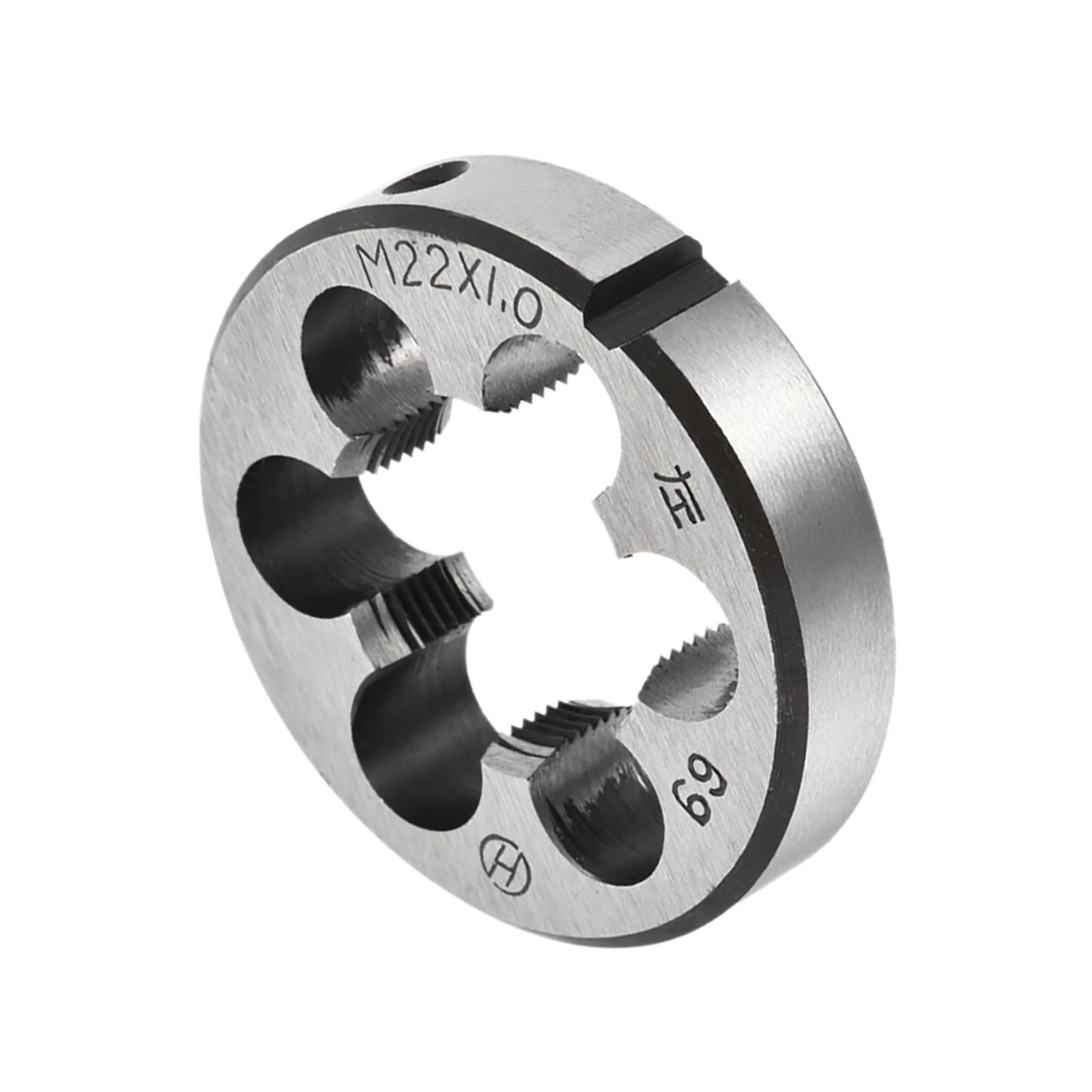 CoCud Round Thread Repair Die, M22x1 Die 45mm OD, Alloy Tool Steel Left Hand Cylindrical Pipe Threading Tool with 6 Chip Holes - (Applications: for Threading Repairing)