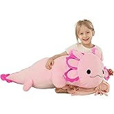 BENINY 39-Inch Giant Hot Pink Axolotl Plush Pillow - Extra Soft Huggable Stuffed Animal, Big Cuddly Toy Gift for Girls & Kids, Holiday Birthday