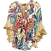 Women's Flowy Boho Tops Colorful Fancy Floral Print Blouses Dressy Casual Fall Clothes 2025