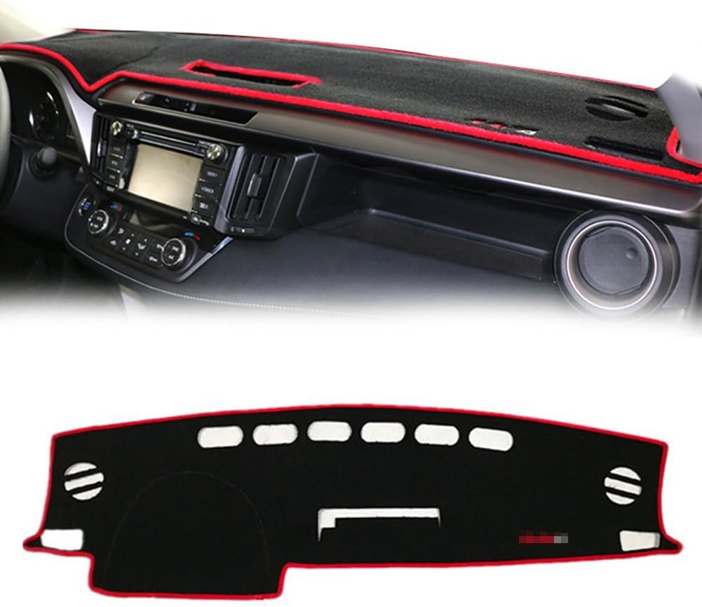 GTINTHEBOX Custom Fit Dashboard Black w/Red Rim Center Console Cover Dash Mat Protector Sunshield Cover Pad for 2013 2014 2015 2016 2017 2018 Toyota RAV4