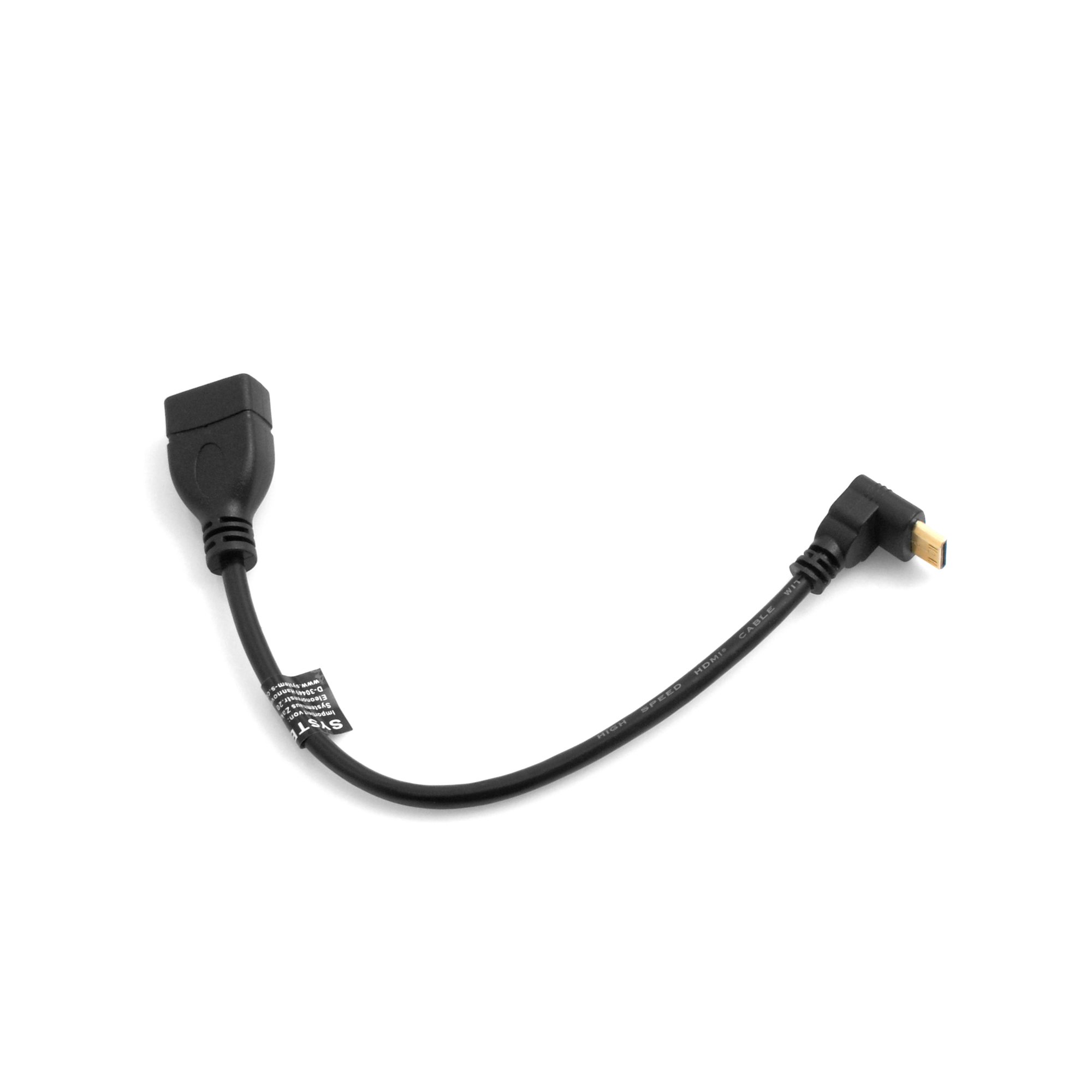 SYSTEM-S Mini HDMI Upwards Angled Angle Plug 90° Degrees to HDMI Socket Cable 22cm