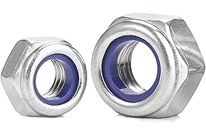 INSTOCKBOLTS M8-1.25 Nylon Insert Lock Nuts, Stainless Steel 304 (18-8) Lock Nuts with Nylon Insert, 25pcs