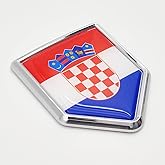 Overdecor Croatia Flag Decal Stickers Car Emblem Croatian Car Accessories Decorations Chrome Shield Flag Sticker Decals for Cars Truck Vehicles, 2 Pack