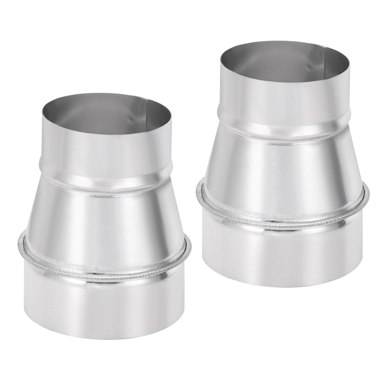 PATIKIL 4 Inch to 3 Inch Round Duct Reducer Increaser Connector, 2 Pcs Galvanized Steel Air Duct Adapter Pipe Fitting for Bathroom Kitchen Inline Ventilation Systems, Silver Tone