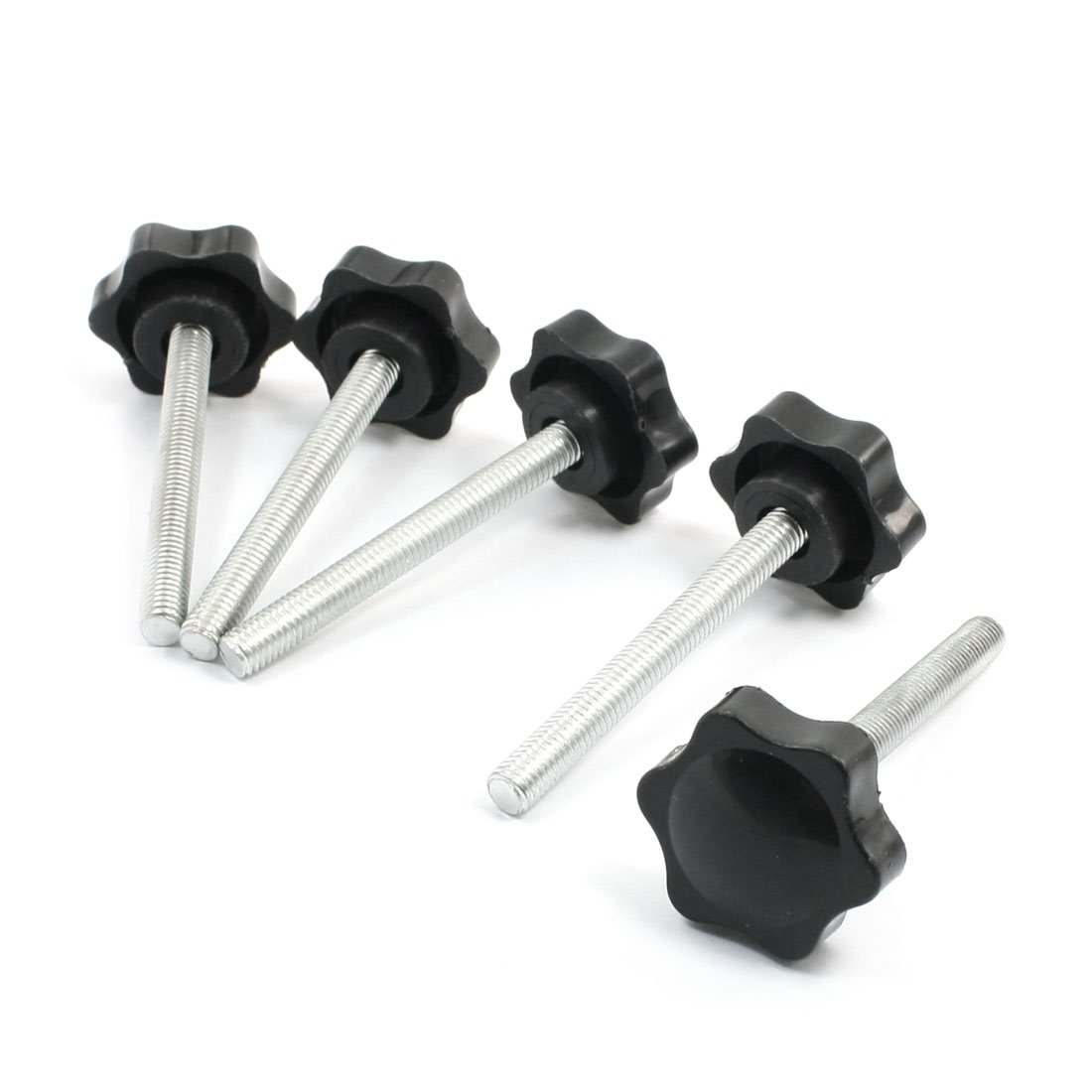 Sourcingmap 5 Pcs M8 x 70mm Male Thread 33mm Star Head Clamping Knob Black