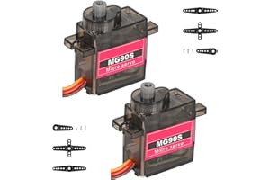 YEJMKJ 2pcs MG90S 9G Micro Servos Mini MG90 Metal Gear Servo Motor Kit for Smart Robot RC Helicopter Airplane Car Boat DIY Projects, Control Angle 180°