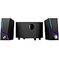 Nylavee Computer Speakers with Subwoofer, 2.1 Hi-Fi PC Speakers System with 6 Lighting Modes, Enhanced Bass, Plug and Play, USB/USB-C Powered and 3.5mm Aux in for Desktop, Monitor, Laptop, Tablet