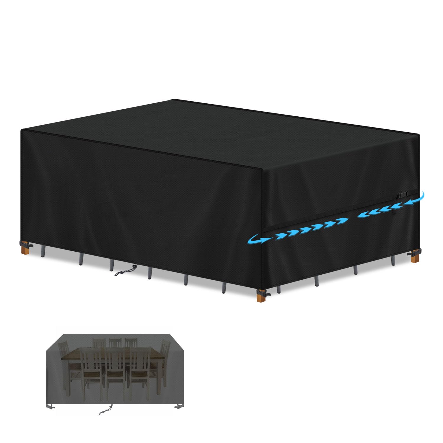 SIMPHAUS Garden Furniture Cover 220x100x75cm,Outdoor Table Covers Waterproof Heavy Duty Patio Set Cover for Outdoor Garden Furniture Rain Table and Chairs Cover 420D Oxford Fabric