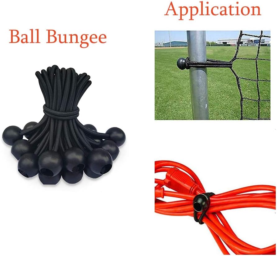 LOVE STORY 6-Inches Ball Bungee, Black, 25 Piece Tie Down Cords for Tarp, Canopy Shelter, Wall Pipe, Fence Screen - - 