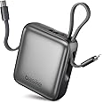 Basike Carregador Portátil 10000mAh, Mini Power Bank com Cabos Integrados, Carregamento Rápido 22.5W(MAX), Pequeno, Led Indic