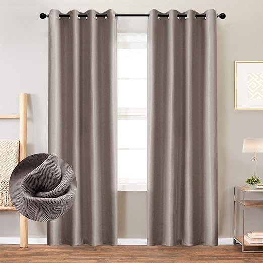 Amazon Com Curtains 95 Inch Brown Textured Herringbone Curtains