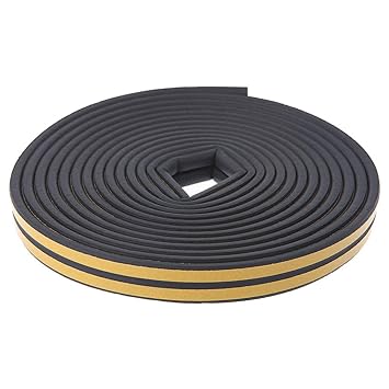 JOYKK 1Stück 10M D-Type Foam Draft Selbstklebende Fenstertür ohne Gummi-Dichtungsstreifen - Schwarz