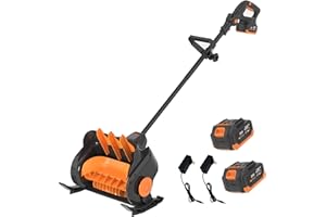 Vicien Snow Blower - 24V 4.0Ah Cordless Electric Snow Shovel,Brushless Motor,13-Inch Width 6-Inch Depth,Foldable Handle,Battery and Charger Included Orange (2 Pcs Battery)