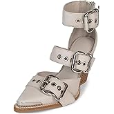 Agodor Chunky Heels for Women Wedge Stacked Heeled Sandals Pointed Toe Pumps Western Sandals Metal Buckle Straps Dress Shoes