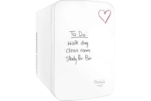 Cooluli Vibe Mini Fridge for Bedroom - With Cool Front Magnetic Whiteboard - 15L Portable Small Refrigerator for Travel, Car & Office Desk - Plug In Cooler & Warmer for Food, Drinks & Skincare (White)