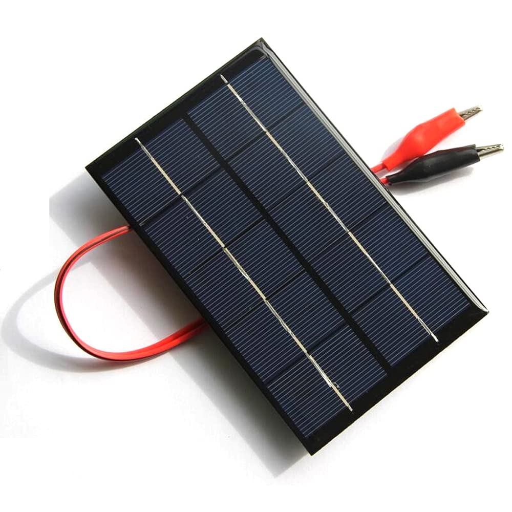 ZONADAH 2W 5V Mini Solar Panel Kit, 35cm Cable Alligator Clip, Batter Charger, DIY Home, Science School Projects, Camping,Fishing, Hiking Outdoor Garden Light Charging tools