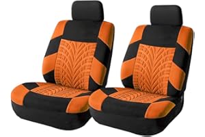BLILO 2PCS Car Seat Covers for Front Seats, Breathable Waterproof Polyester Split Automotive Cushion Cover, Vehicle Seat Protectors Driver Interior Accessories Universal for Most Cars, SUV (Orange/Front)