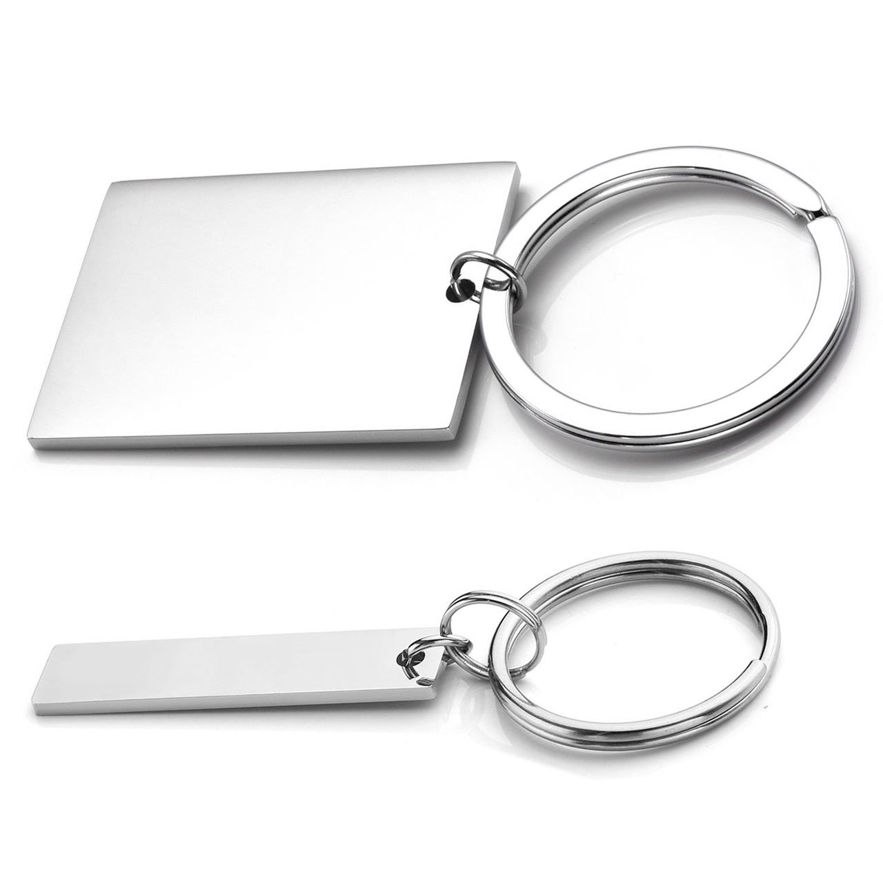 Personalized Master 2pcs Stainless Steel Cuboid Pendant Couples Keychain Set,Key Ring For His and Hers Lovers Valentine\'s Best Friend Gift