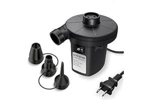 KERUITA Electric Air Pump,Portable Inflator Deflator Pump for Air Mattress Bed,Swimming Ring,Inflatable Couch,Pool Float Toys,Quick-Fill Electric Air Pump with 3 Nozzles AC 110V/60Hz 130W