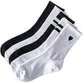 Floerns Women's 5 Pairs Striped Athletic Running Crew Socks Casual Comfy Socks
