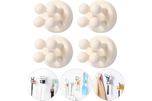 iBetterLife 4Pcs Self-adhesive Hooks Holders - Mounted to Wall Mirror for Clipping & Hanging Toothbrush Razor Towel Key Plug Cable, Utility Holder for Kitchen Bathroom Home Office Dorm Room Essentials