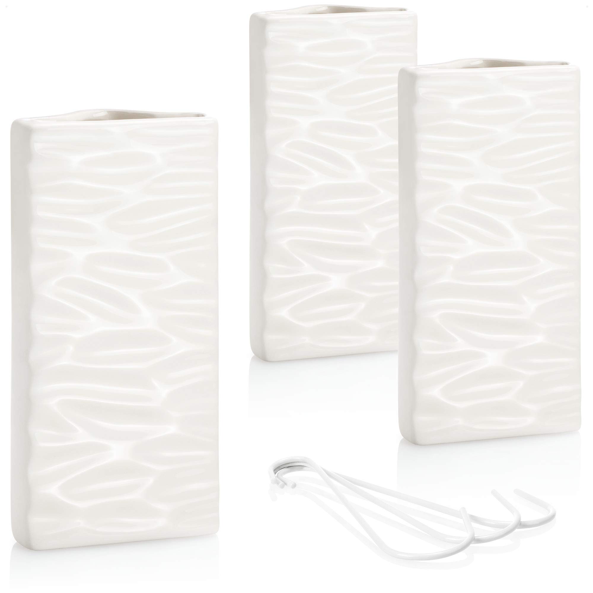 COM-FOUR® 3x air humidifier heating - radiator air humidifier with wave pattern - heating water evaporator made of ceramic in a modern design (white - waves) — image 1