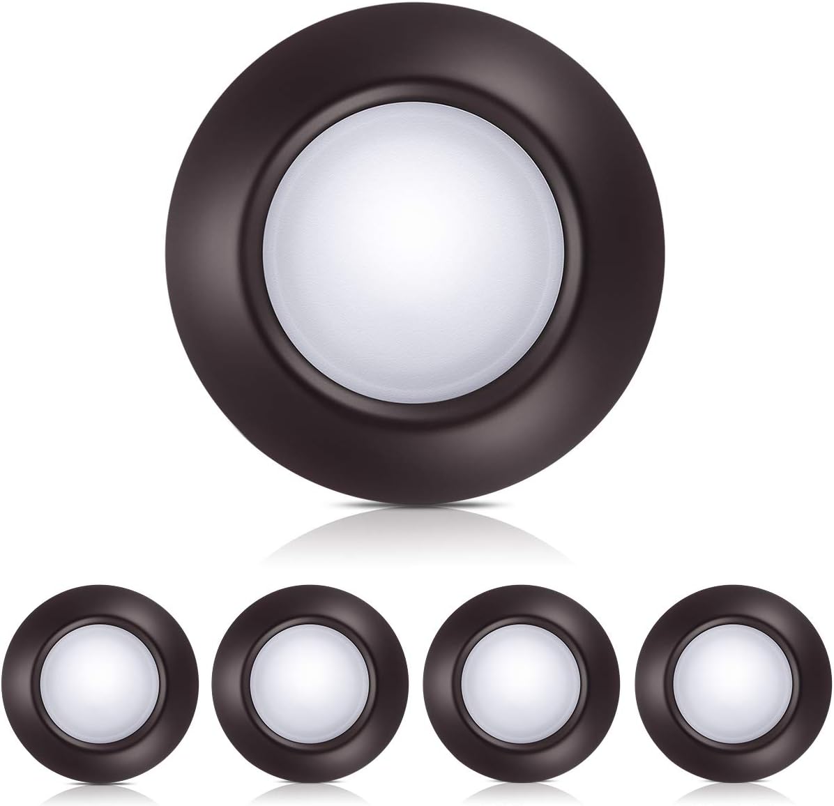 4-Pack Bronze Dimmable LED Disk Light, SOLLA 7.5" Flush Mount Ceiling Light Fixture LED Downlight, 15W 1000LM (120W Equiv.) 3000K Warm White Low Profile Indoor Round Light, Installs into Junction Box