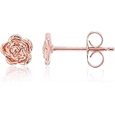 Solid 925 Sterling Silver Polished Flower Stud Earrings for Women | 5mm Gold Plated Hypoallergenic Studs